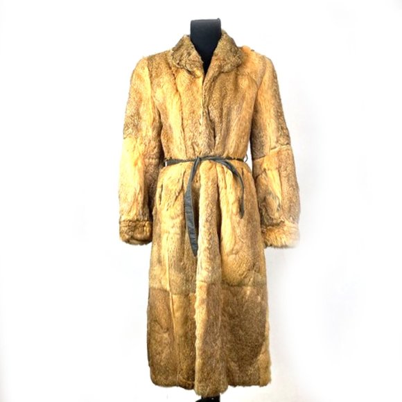 Vintage 1950's Rabbit Fur Evening Coat Trench Coat - Picture 1 of 9